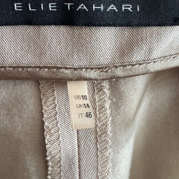 Elie Tahari Khaki Colored Stretch Knit Ankle Pant Size 10 - Picture 3 of 4